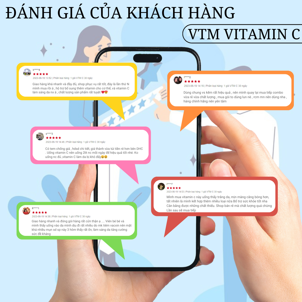 Combo 2 gói Viên uống VTM Vitamin C bổ sung vitamin C, sáng da, mờ thâm, tăng cường đề kháng gói 60 viên