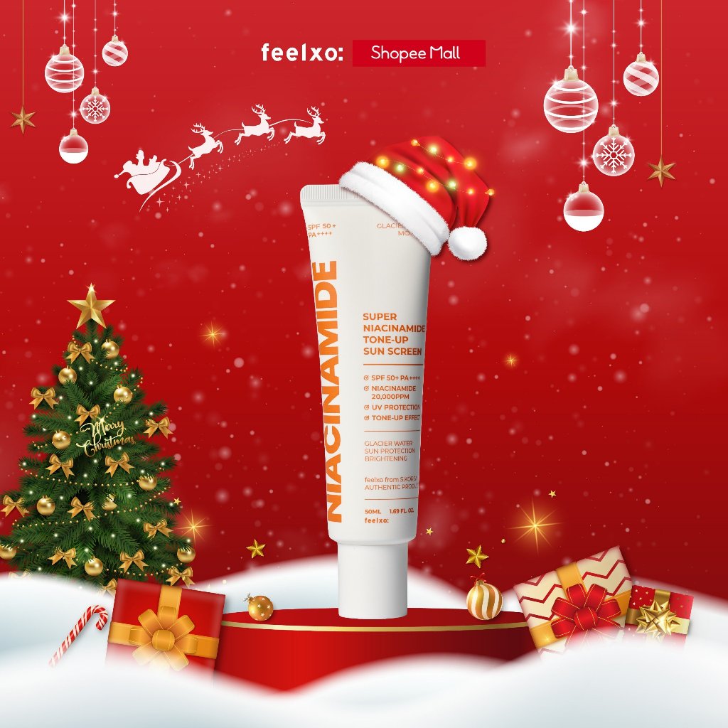 Kem chống nắng phổ rộng kiềm dầu kháng nước nâng tone nhẹ nhàng Feelxo Super Niacinamide Tone Up Sun Screen SPF50+PA++++