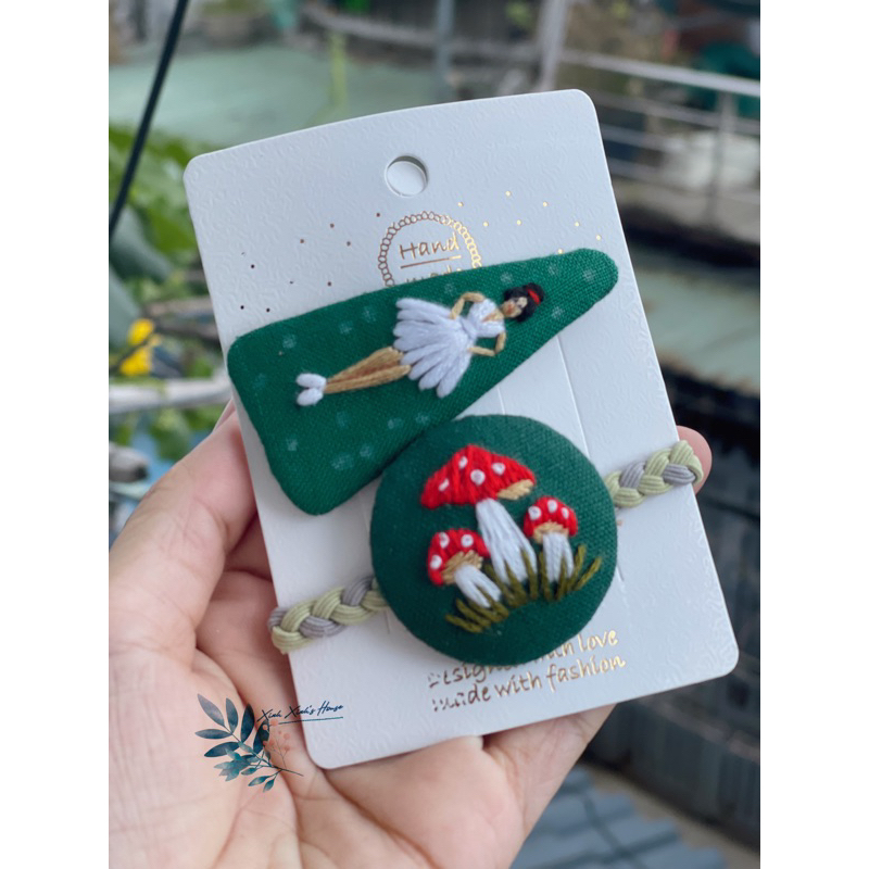 Cột tóc tròn thêu tay phong cách retro -giá 1 sản phẩm(100%handmade)