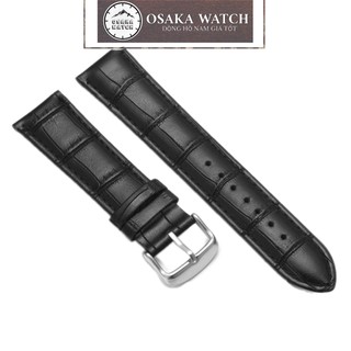 Bộ Dây Da Đồng Hồ Kích Cỡ Size 20mm Màu Đen Màu Nâu Vân Cá Sấu Chống Thấm Nước