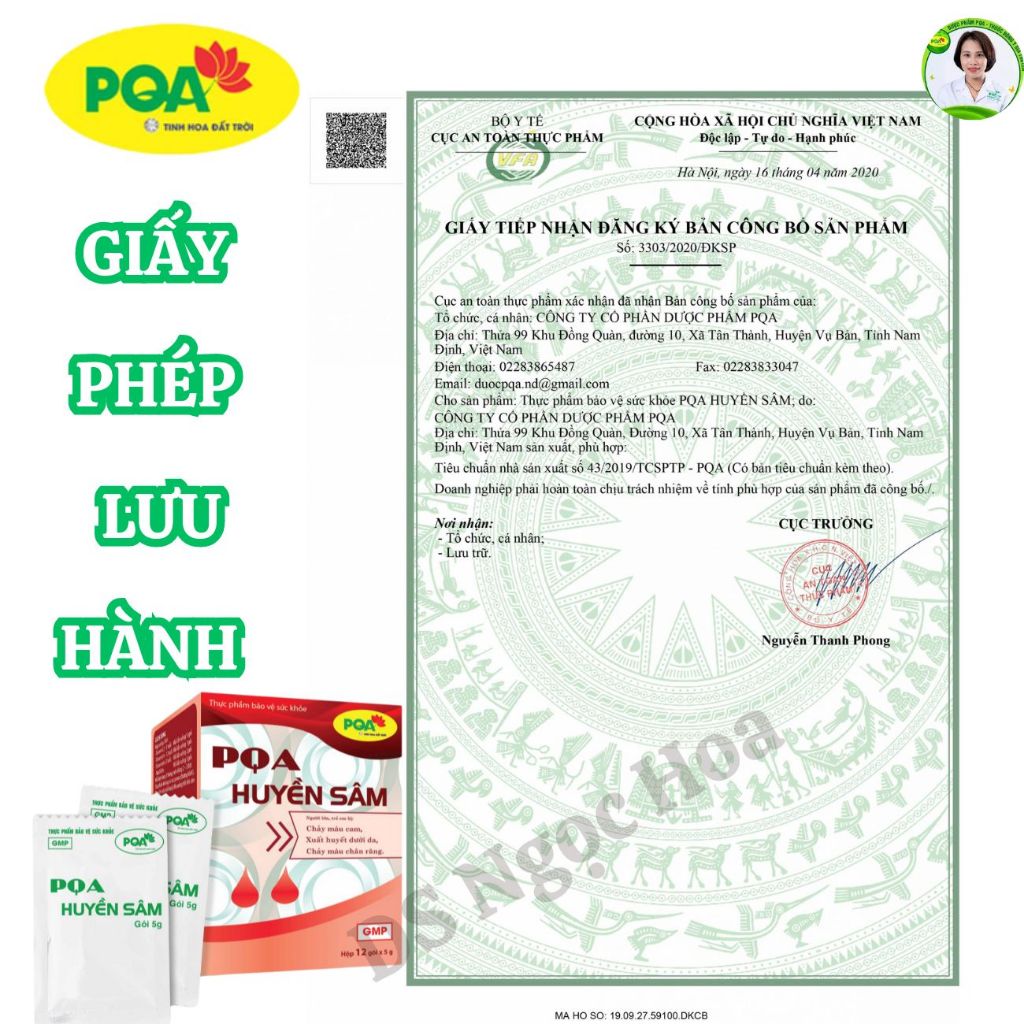 PQA Huyền sâm chỉ huyết  Giúp tăng tính bền thành mạch, hết chảy máu cam, chân răng - Hộp 12 gói