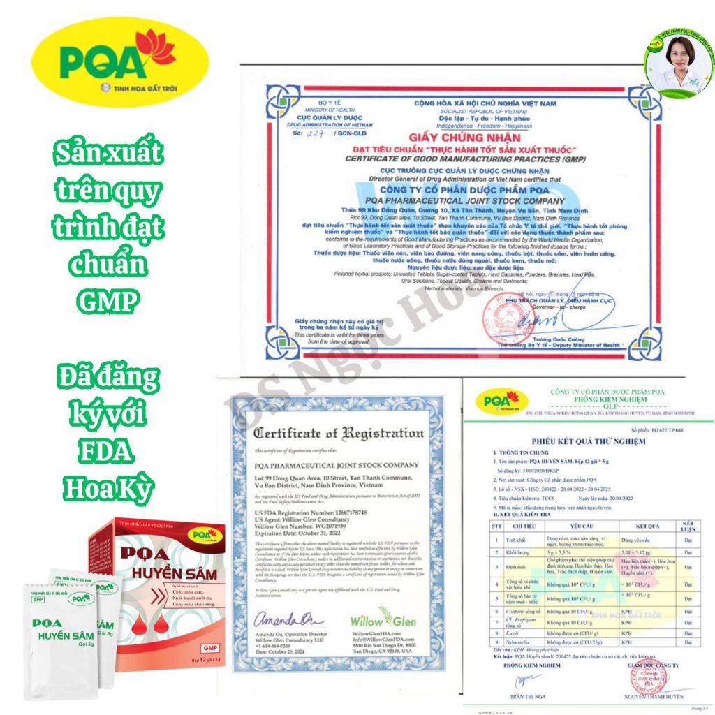 PQA Huyền sâm chỉ huyết  Giúp tăng tính bền thành mạch, hết chảy máu cam, chân răng - Hộp 12 gói