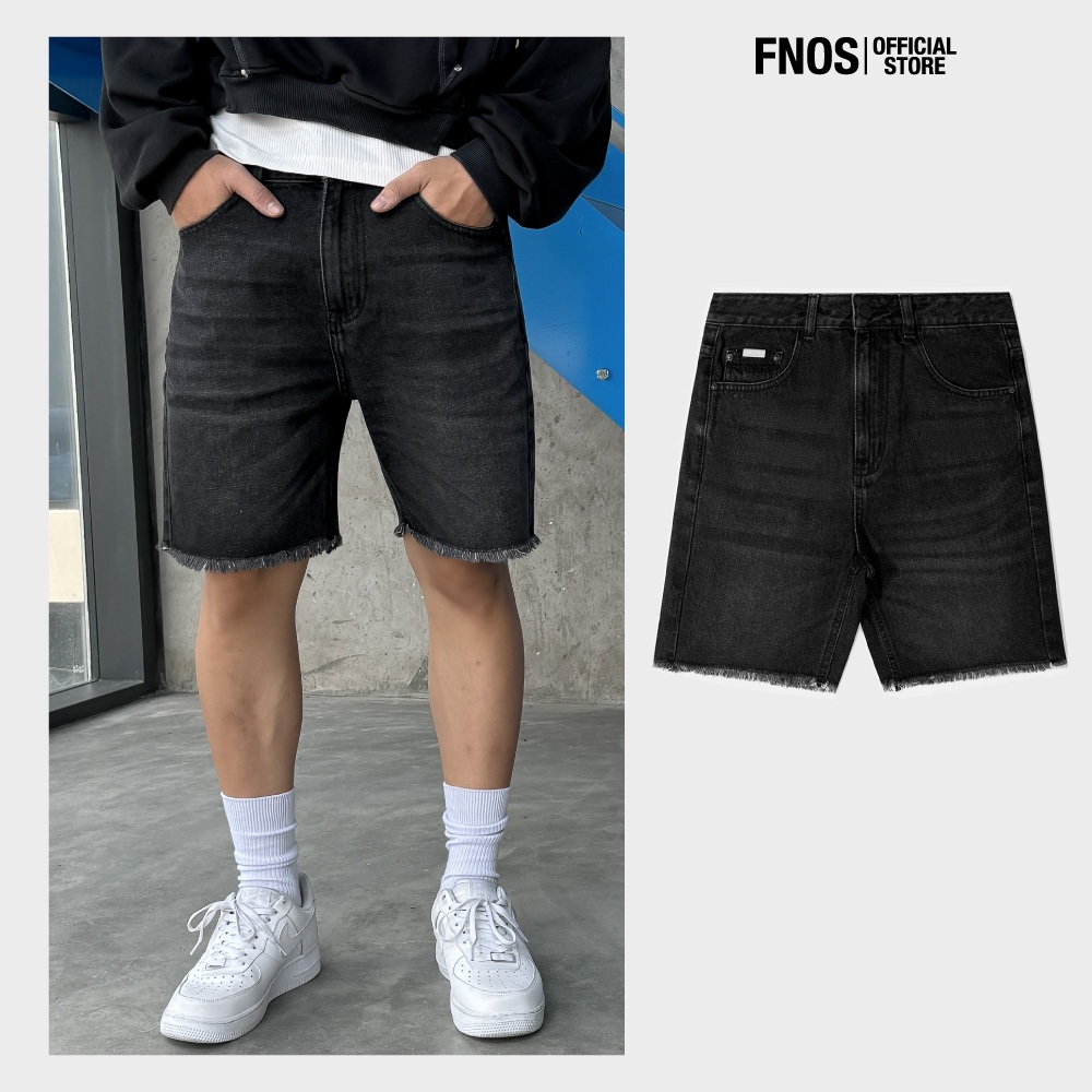 Quần Short Jeans Nam FNOS Streetwear DENIM SHORTS Màu Đen Tiêu SJ26 - Local Brand Chính Hãng