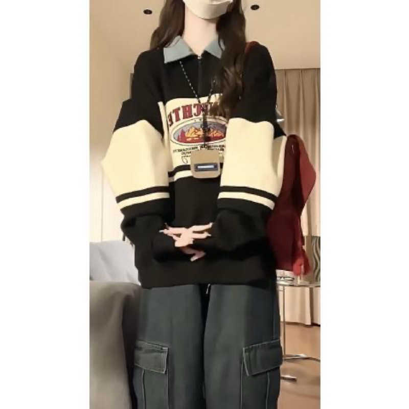 Áo nỉ sweater polo dài tay Vernichien phong cách cổ điển phù hợp Thu Đông 2023