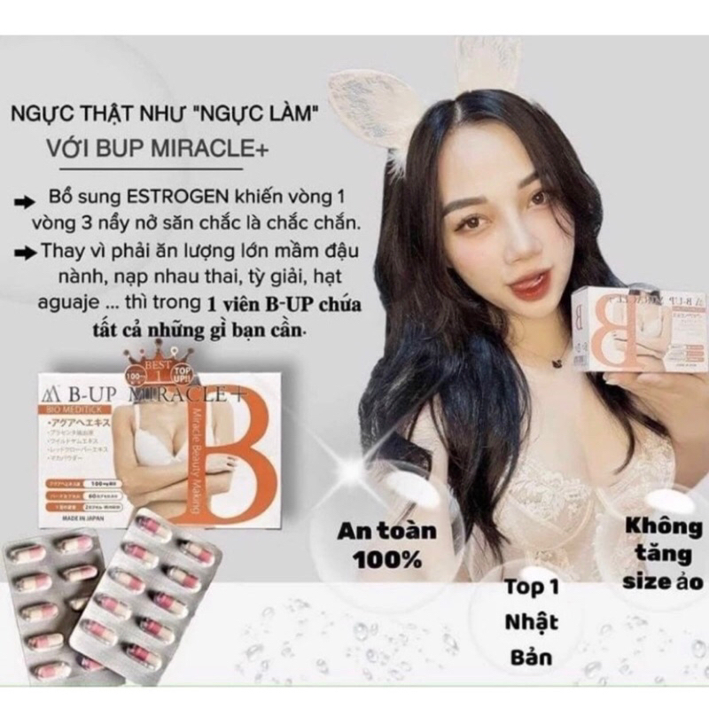 Viên Uống Tăng Vòng 1, Vòng 3 B-Up Miracle Hộp 60 Viên Nhật Bản.