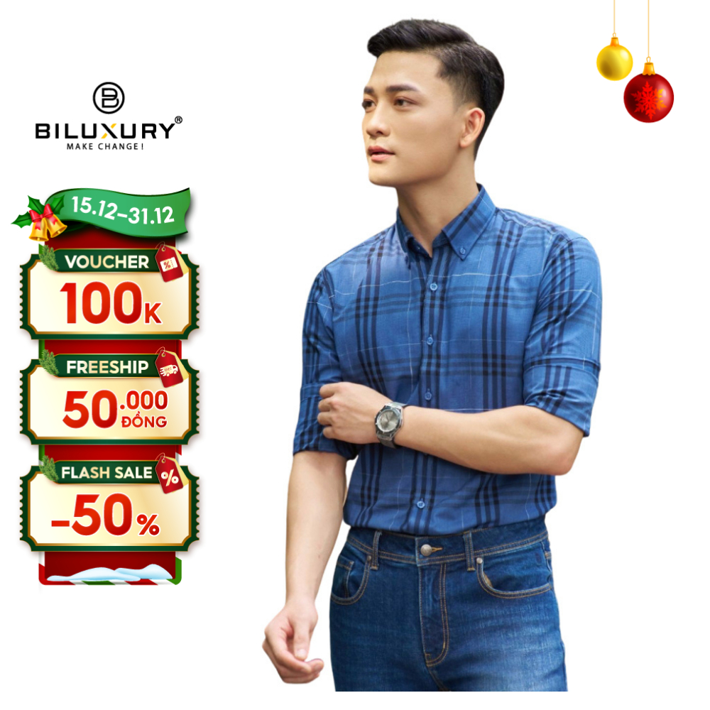 Áo Sơ Mi Dài Tay Từ Sợi Tre Mềm Mịn, Thấm Hút Tốt, Chống Nhăn 7SMDC009XDM Biluxury