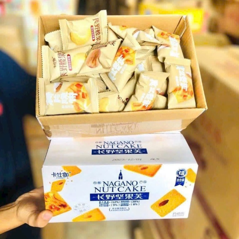 Bánh Quy Giòn Mix Hạt Dinh Dưỡng, Bánh Quy Hạt Nagano Nut Cake Hộp 390G ~ 45c, Bánh Hạt Điều / Bánh Hạnh Nhân
