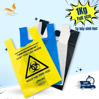 Túi đựng rác y tế, túi rác tự phân hủy SÓNG VÀNG 1 kg có quai đủ size, đủ màu