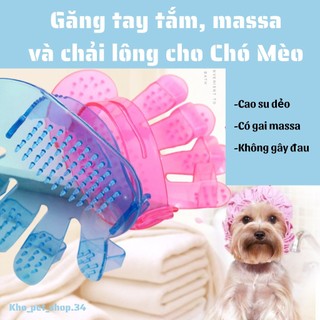 Găng tay tắm cho Chó Mèo- găng tay chải lông, massage Chó Mèo