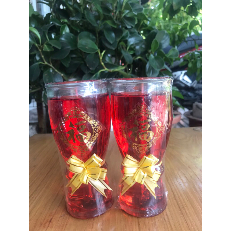 (Q.6)1 CẶP ĐÈN CẦY LY ĐỎ - VÀNG 14 CM