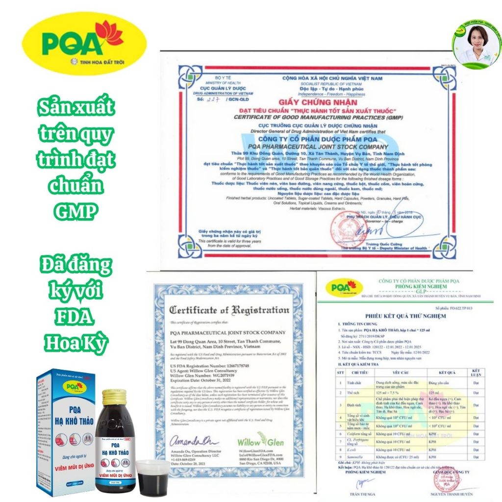 PQA Hạ khô thảo dùng cho người bị viêm mũi dị ứng hộp 125ml