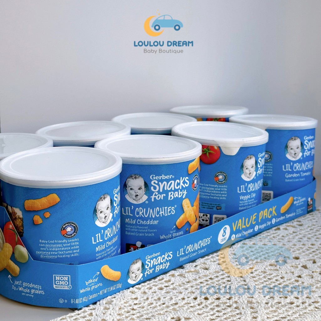 Bánh ăn dặm Gerber lùn Lil' Crunchies cho bé từ 8 tháng tuổi