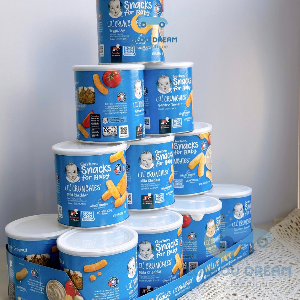 Bánh ăn dặm Gerber lùn Lil' Crunchies cho bé từ 8 tháng tuổi