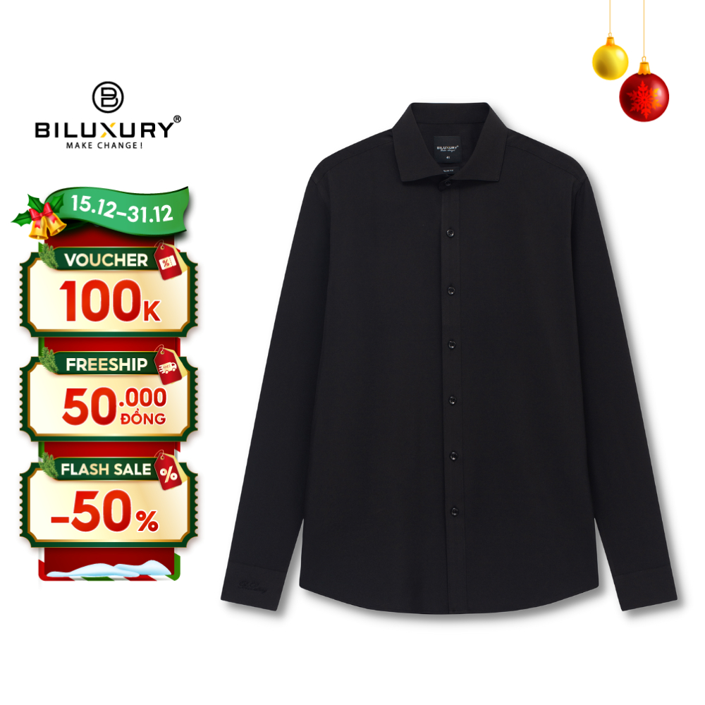 Áo Sơ Mi Dài Tay Nam Biluxury Black Basic 4SMDB003DEN