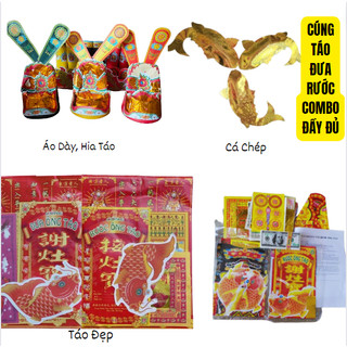 Cúng Ông Táo,Bà Táo[ComBo Đầy Đủ ÔNG-BÀ TÁO] (cá chép, nón hoa, giấy cúng, văn khấn)