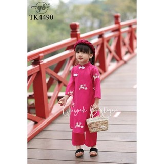 Áo dài tết bé gái áo dài thêu hoa quỳnh boutique