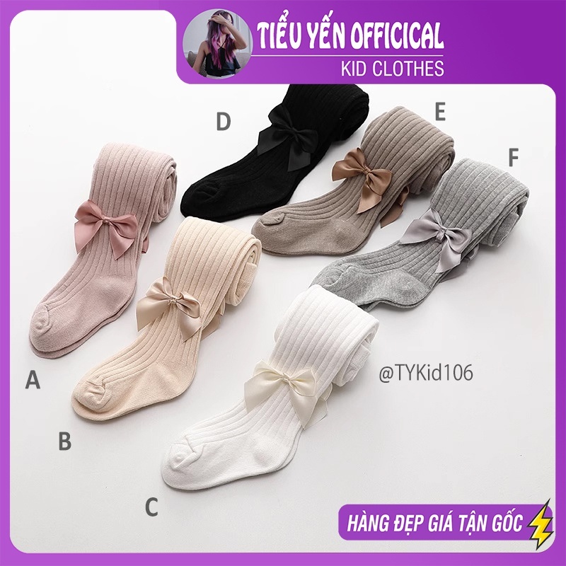 Quần áo trẻ em, Quần tất bé gái đính nơ 6 màu xinh xắn cho bé 1-8y Q106 | Tiểu Yến KID