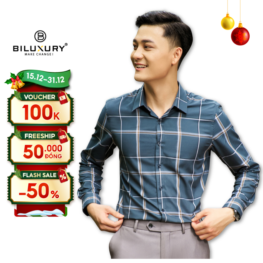 Áo Sơ Mi Dài Tay Từ Sợi Tre Bạc Hà Chống Nhăn, Kháng Khuẩn 7SMDC008XCV Biluxury