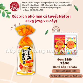 Xúc xích phô mai cá tuyết Natori 232g (29g x 8 cây) cho bé từ 12 tháng tuổi - Nếp Shop