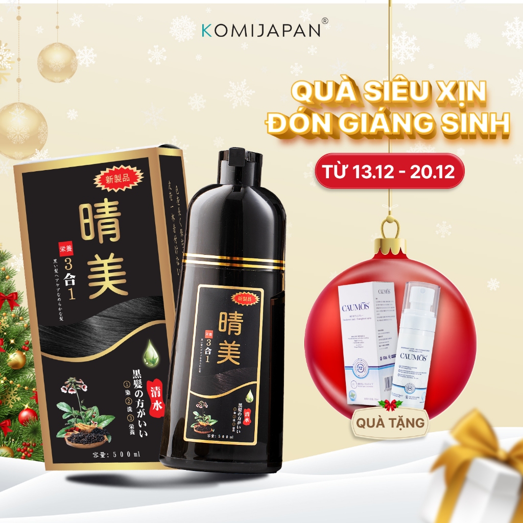 Nhuộm tóc phủ bạc KOMI JAPAN, dạng gội nhuộm thảo dược chai 500ml