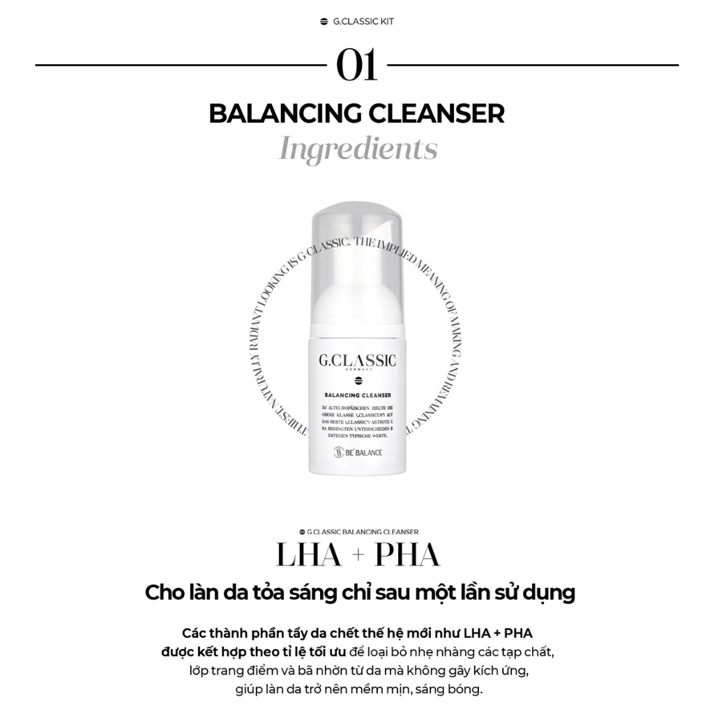 Bộ Sản Phẩm Toner và Sữa Rửa Mặt Be'Balance G.CLASSIC MINI KIT giúp Làm Đẹp Da 30ml