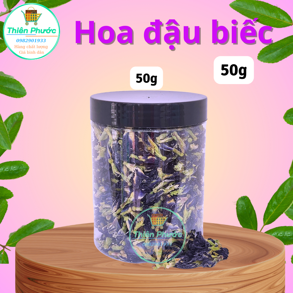 Trà hoa đậu biếc - có bán lẻ 50g dễ mua - dùng tạo màu đồ uống, hãm trà, nấu ăn, làm bánh