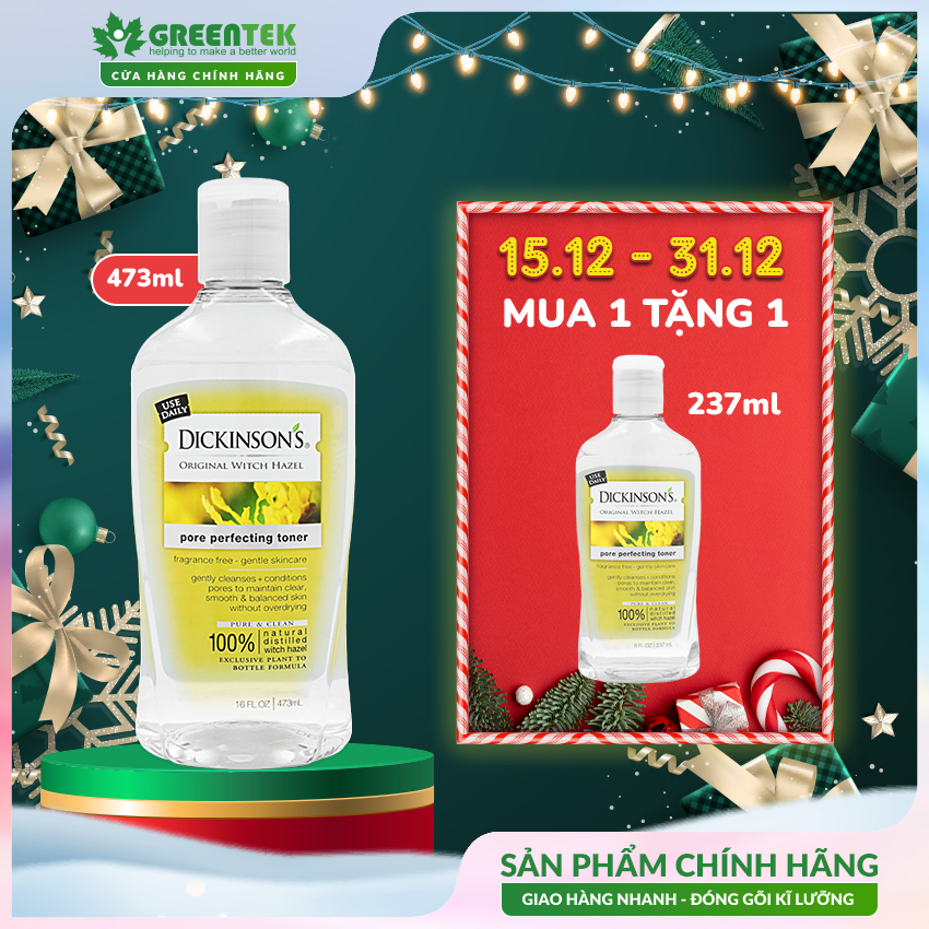 Toner Dickinson's Orginal Witch Hazel Pore Perfecting Toner, Giảm Dầu, Mụn, Se Khít Lỗ Chân Lông