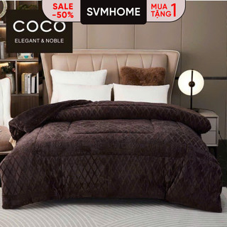  Chăn lông thỏ thương hiệu Coco Elegent 2mx2m3  4kg  kết hợp lông cừu siêu mềm mịn họa tiết nổi sang trọng ấm áp 