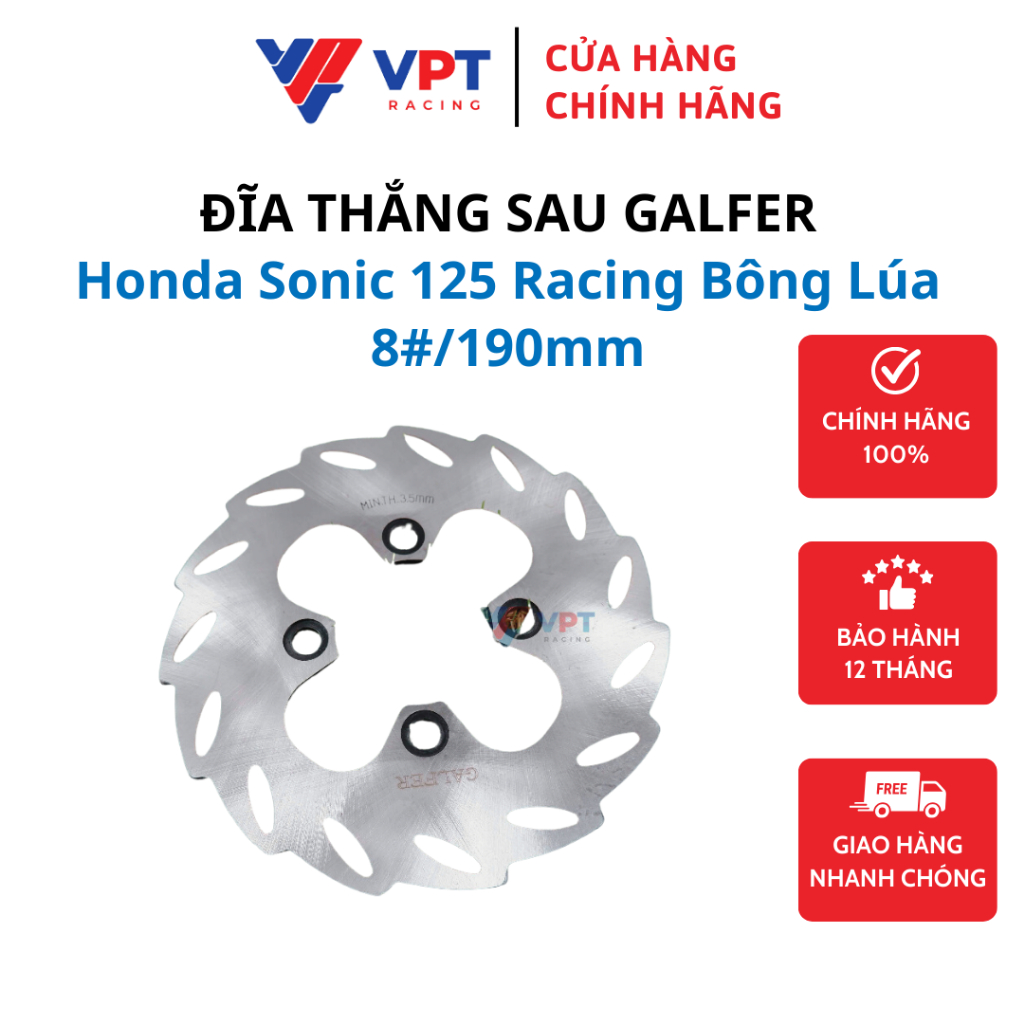 Đĩa thắng sau GALFER cho xe Honda Sonic 125 Racing Bông Lúa 8#/190mm