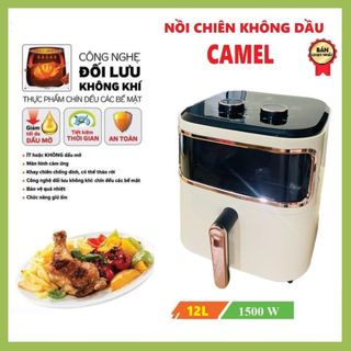 NỒI CHIÊN KHÔNG DẦU 12 lít KHOANG KÍNH VIỀN VÀNG CAO CẤP.BẢO HÀNH 12 THÁNG.