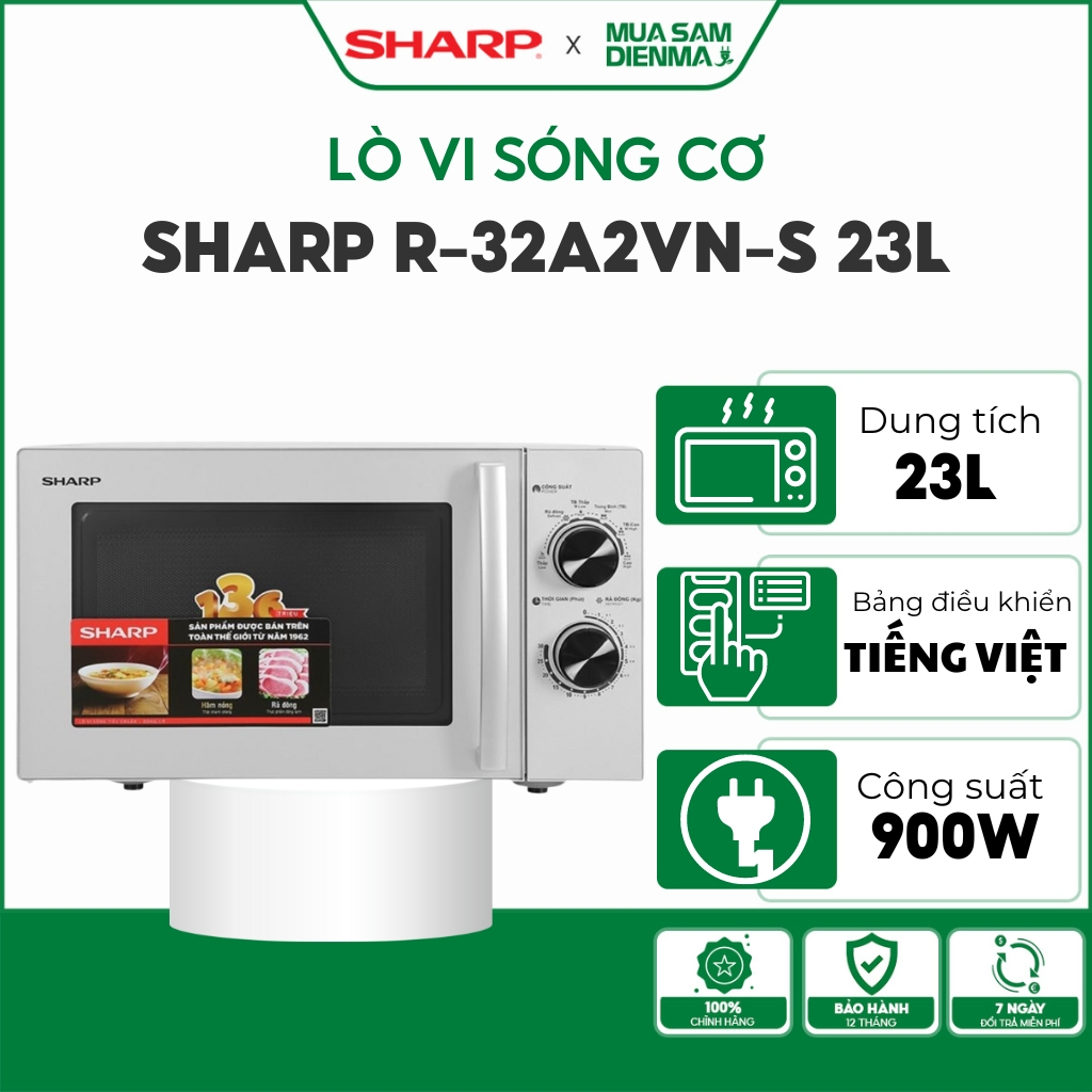 Lò vi sóng cơ Sharp R-32A2VN-S (23 lít) | Lò vi sóng không nướng Sharp 32A2VN công suất 900W