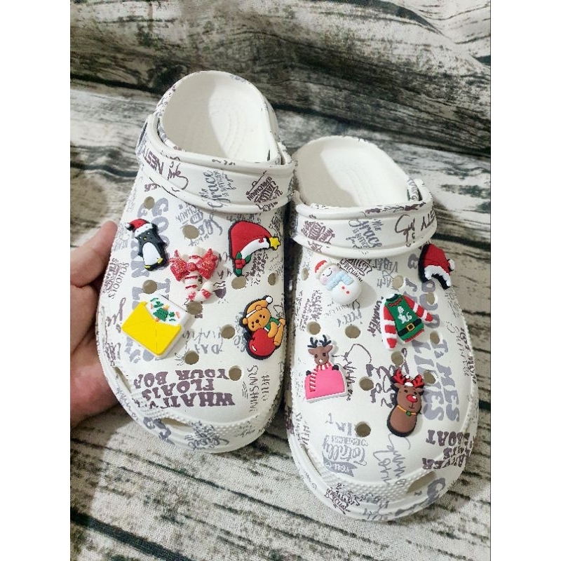 Sticker 2D gắn dép sục, phụ kiện, jibbits, charm gắn dép cross, crors mẫu noel