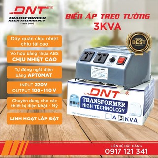 BIẾN ÁP,ĐỔI NGUỒN DNT 3KVA TREO TƯỜNG 220V RA 100V-110V