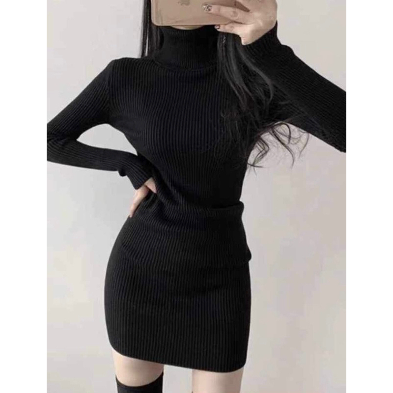 VÁY LEN BODY CỔ CAO CO DÃN TỐT