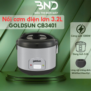 Nồi cơm điện lớn 3.2L Goldsun CB3401 công suất 1300w lòng nồi 3 lớp chống dính bảo hành 12 tháng dienmaybnd