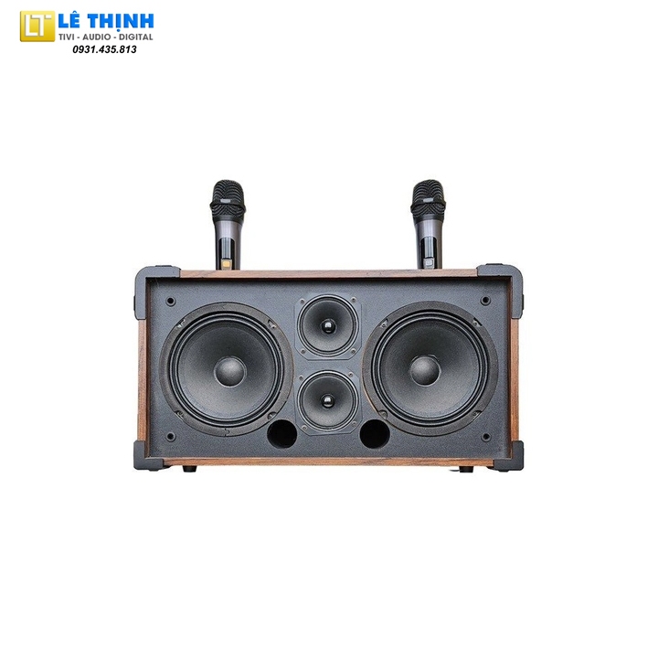 Loa Karaoke Bluetooth xách tay Ladomax HA-8220 2 Bass 20cm,1Trung1Treble, Công Suất 100W, tặng kèm 2 Mic chống hú