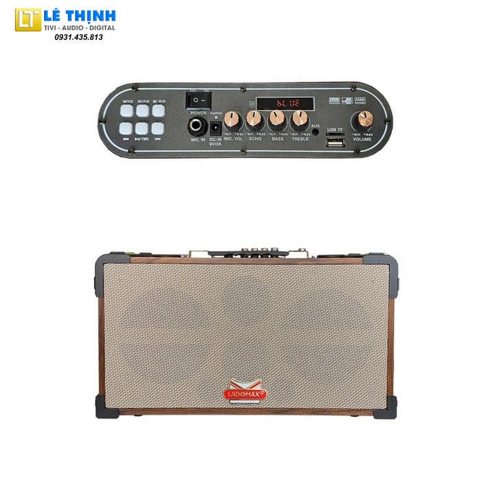 Loa Karaoke Bluetooth xách tay Ladomax HA-8220 2 Bass 20cm,1Trung1Treble, Công Suất 100W, tặng kèm 2 Mic chống hú