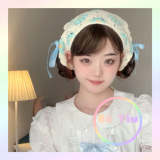 Khăn Choàng Cổ Dệt Kim Tam Giác Thêu Hình Dâu Hoa, Băng Đô Đan Len, Khăn Trùm Đầu Thời Trang Danh Cho Nữ | Bé TiClothing