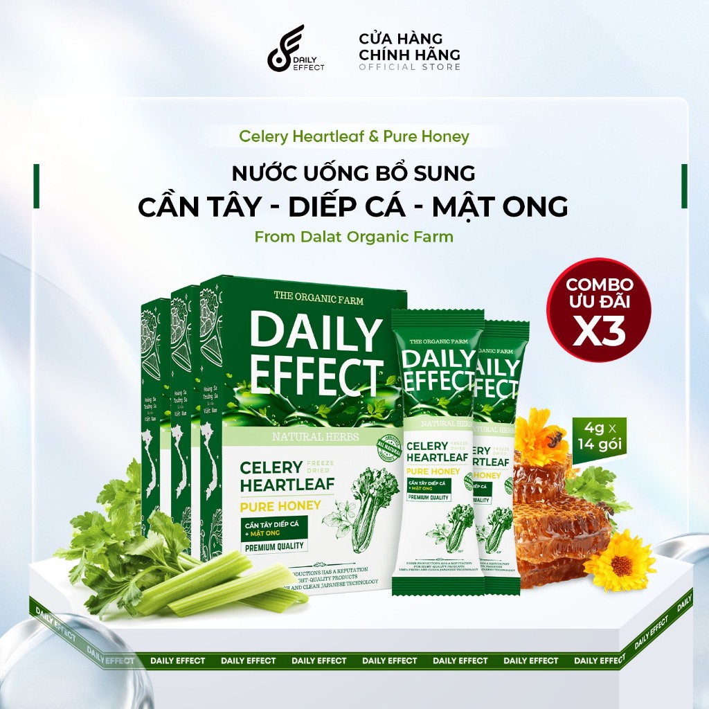  COMBO X3 - Nước Uống Detox Cần Tây Diếp Cá Mật Ong DAILY EFFECT 