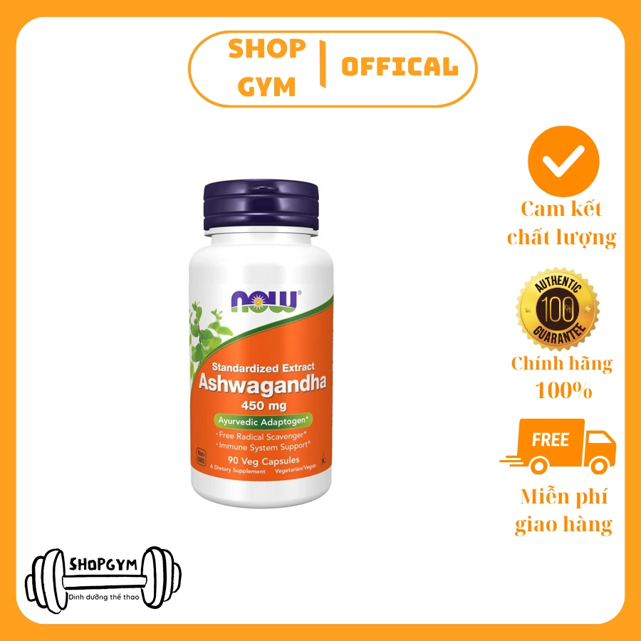 Viên uống Sâm Ấn Độ Now Ashwagandha 450mg, 90 viên - Shop Gym