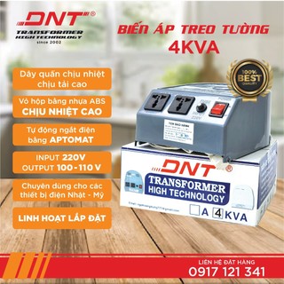 BIẾN ÁP,ĐỔI NGUỒN DNT 4KVA TREO TƯỜNG 220V RA 100V-11OV