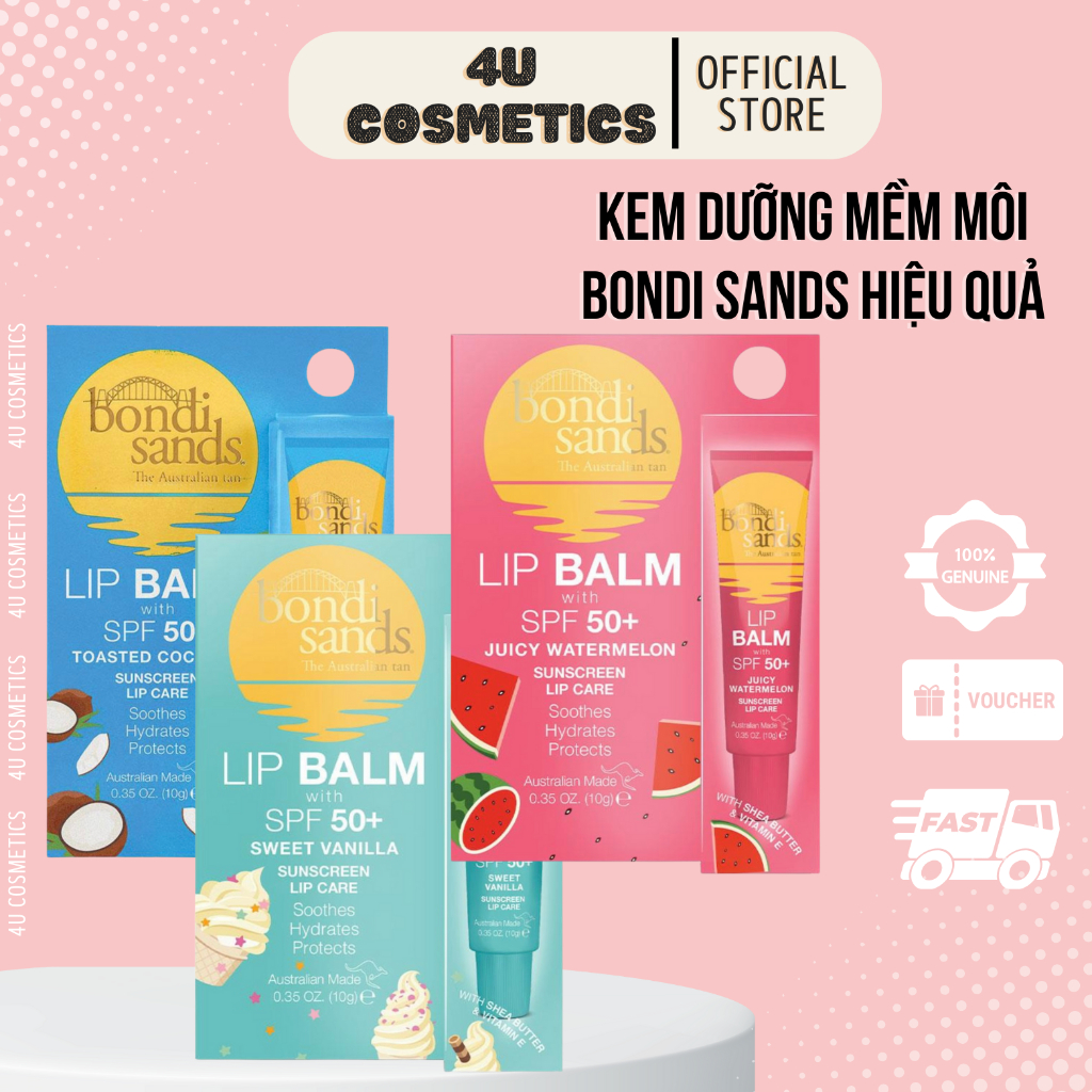 Son dưỡng mềm môi Bondi sands 10g siêu hiệu quả hàng Úc - 4U Cosmestic