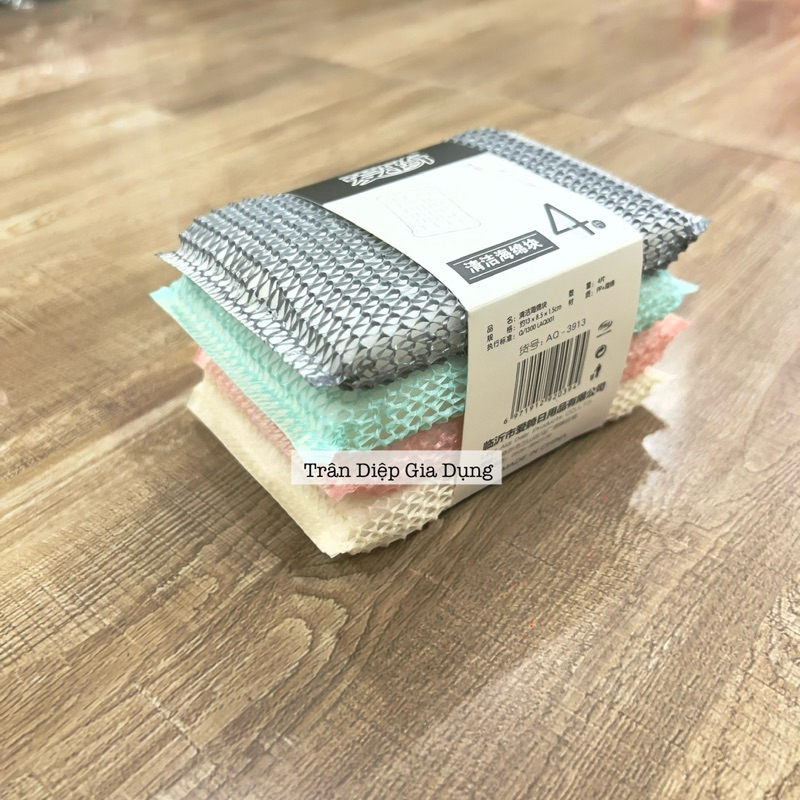 Combo 4 Miếng rửa chén mút, miếng rửa chén lưới