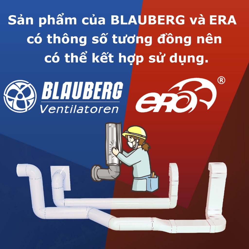 Nối ống gió nhựa 90 độ chữ nhật - tròn BLAUBERG - US-90 - Hàng nhập khẩu chính hãng