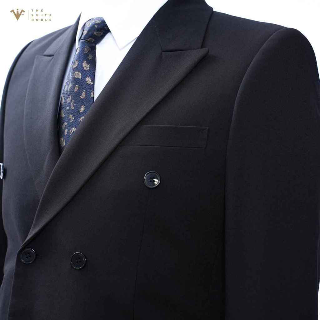 SUIT NGUYÊN BỘ ĐEN 6 KHUY 3 TÚI, FORM CHUẨN THE SUITS HOUSE