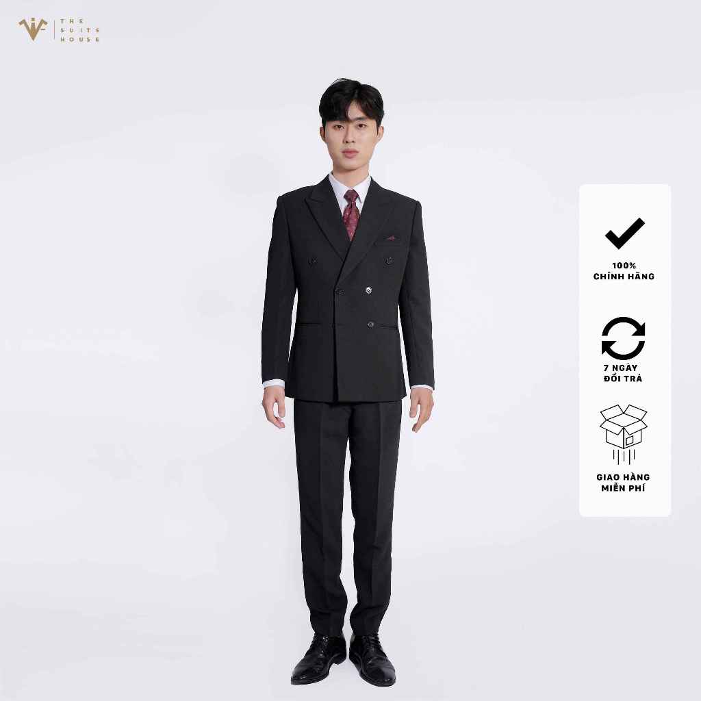 SUIT NGUYÊN BỘ ĐEN 6 KHUY 3 TÚI, FORM CHUẨN THE SUITS HOUSE