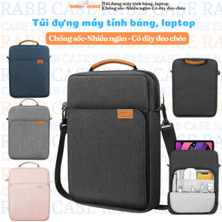 Túi chống sốc có dây đeo chéo cho iPad, Macbook, máy tính bảng, laptop dưới 13 inch, nhiều ngăn đựng phụ kiện, lót lông