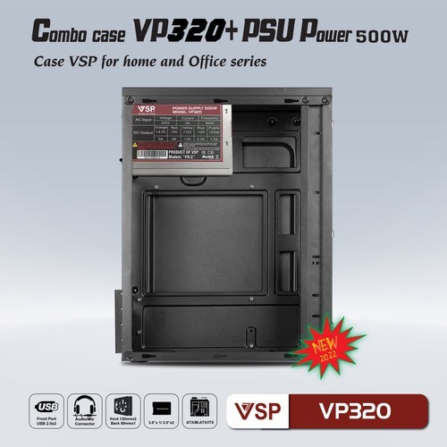 Bộ Case Nguồn VSP VP320 + 500w Black