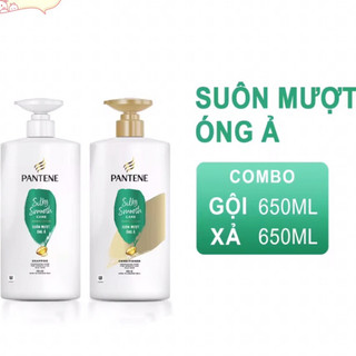 Dầu gội Pantene phục hồi hư tổn, siêu mượt 650ml.- Dầu xả Pantene 380ml.