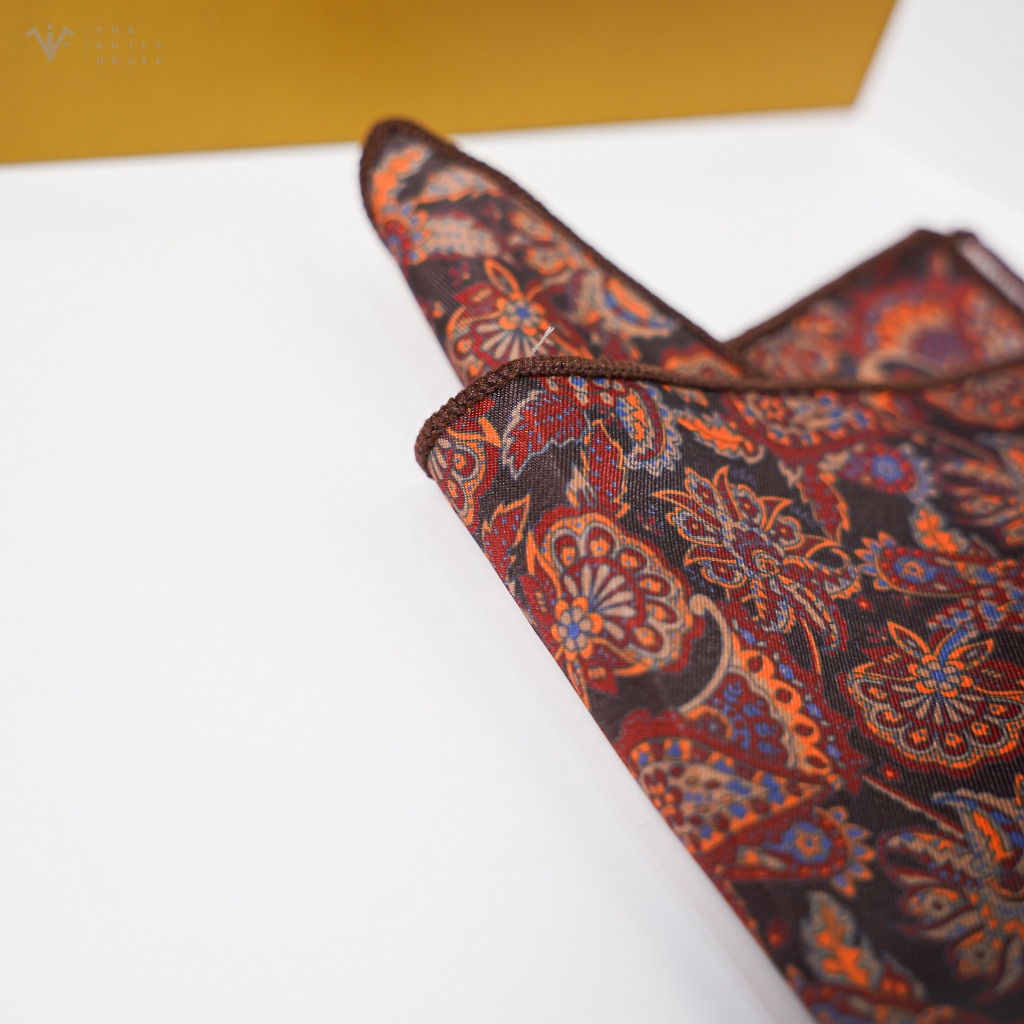 Khăn túi NÂU HỌA TIẾT HOA LÁ THE SUITS HOUSE - PHỤ KIỆN SUIT CAO CẤP